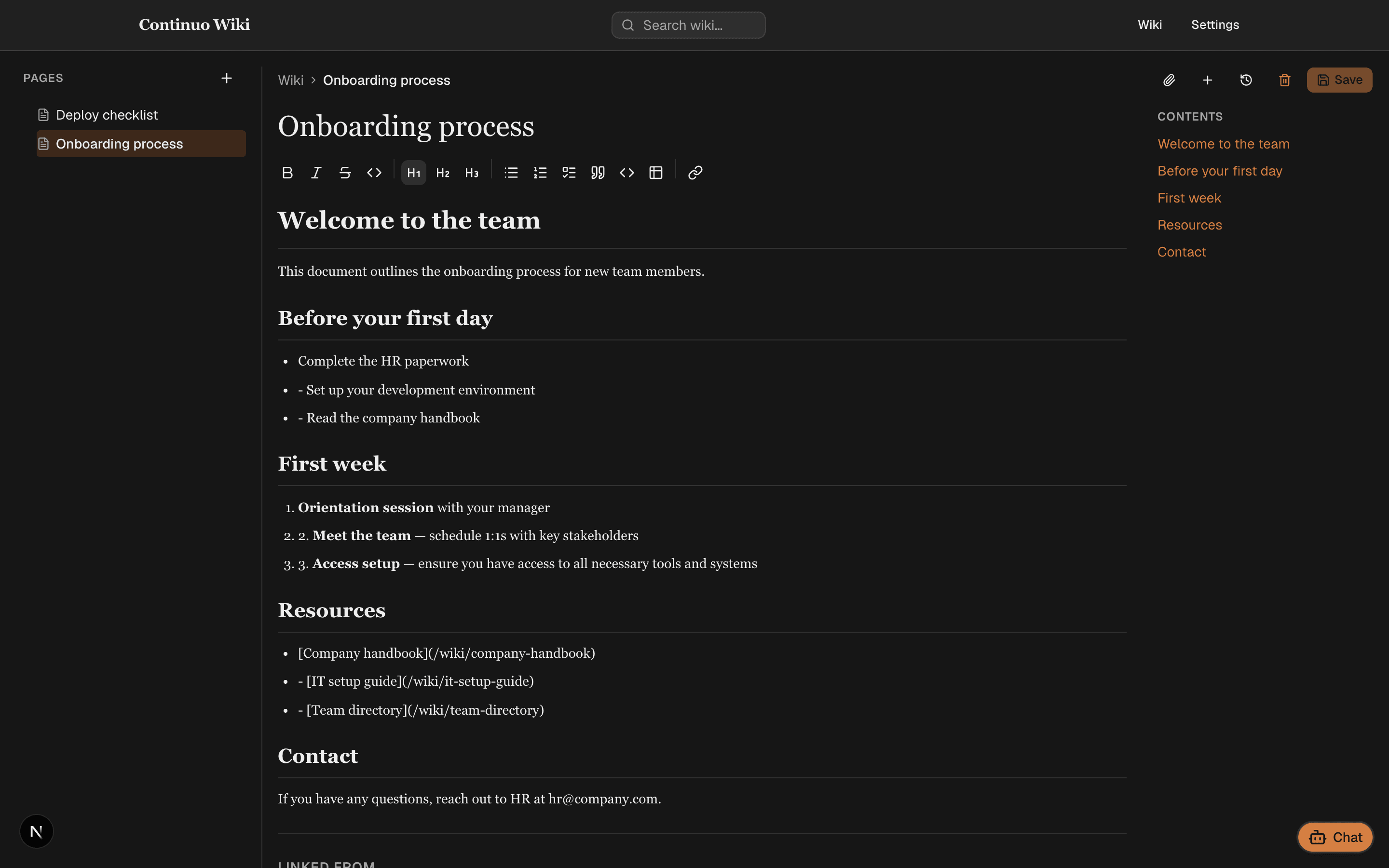 Wiki page editor