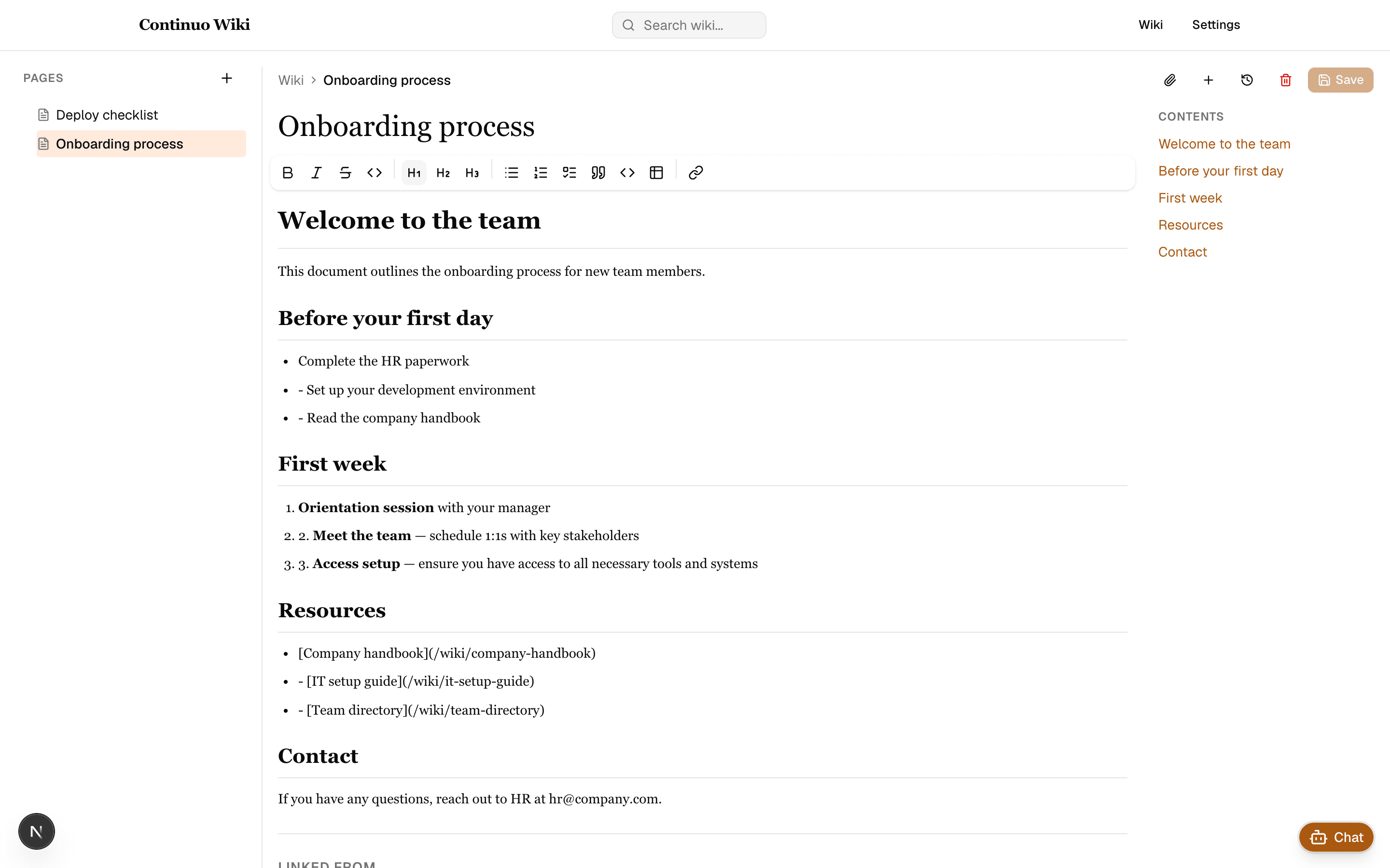 Wiki page editor